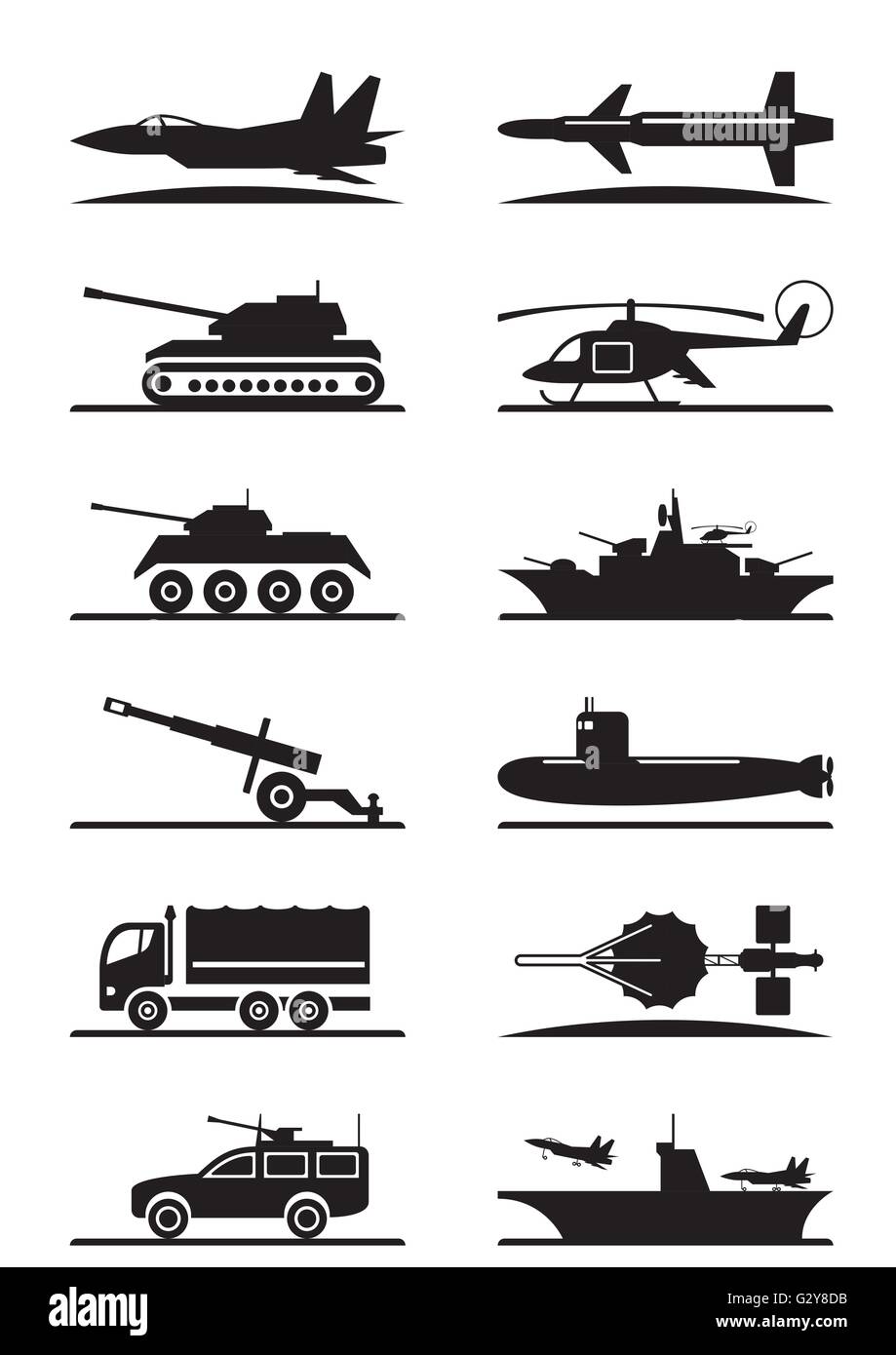 Attrezzature militari icon set - illustrazione vettoriale Illustrazione Vettoriale