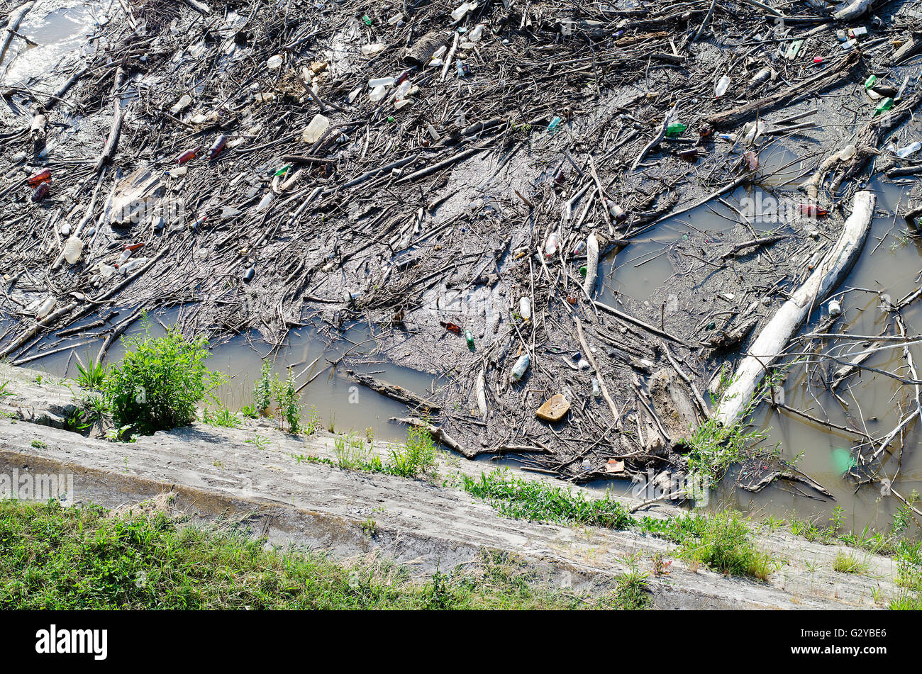 Inquinamento di acqua nel fiume perché non industriali trattare l' acqua Foto Stock