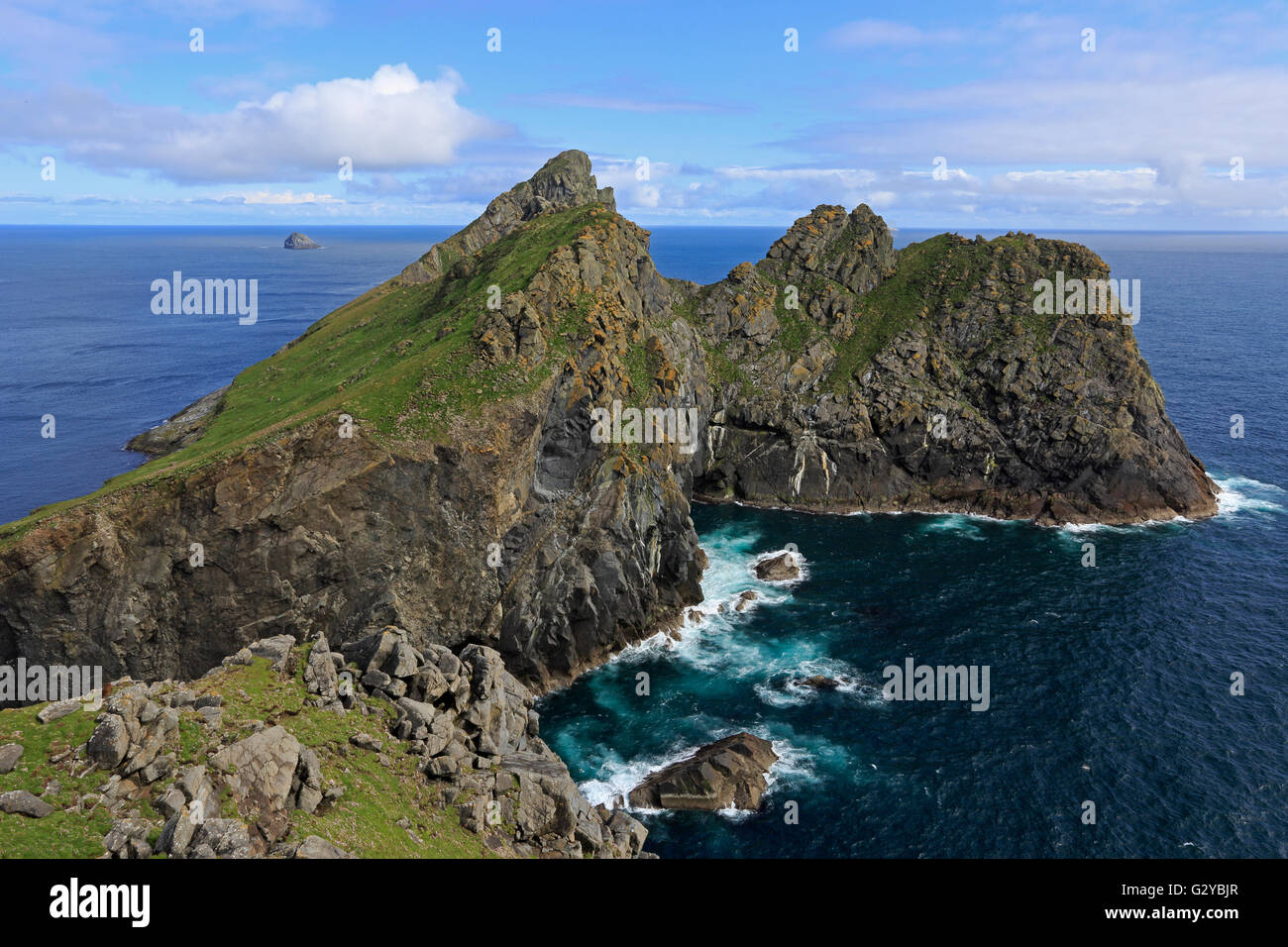 Vista della connessione DUN da Ruaival su Hirta St Kilda Foto Stock