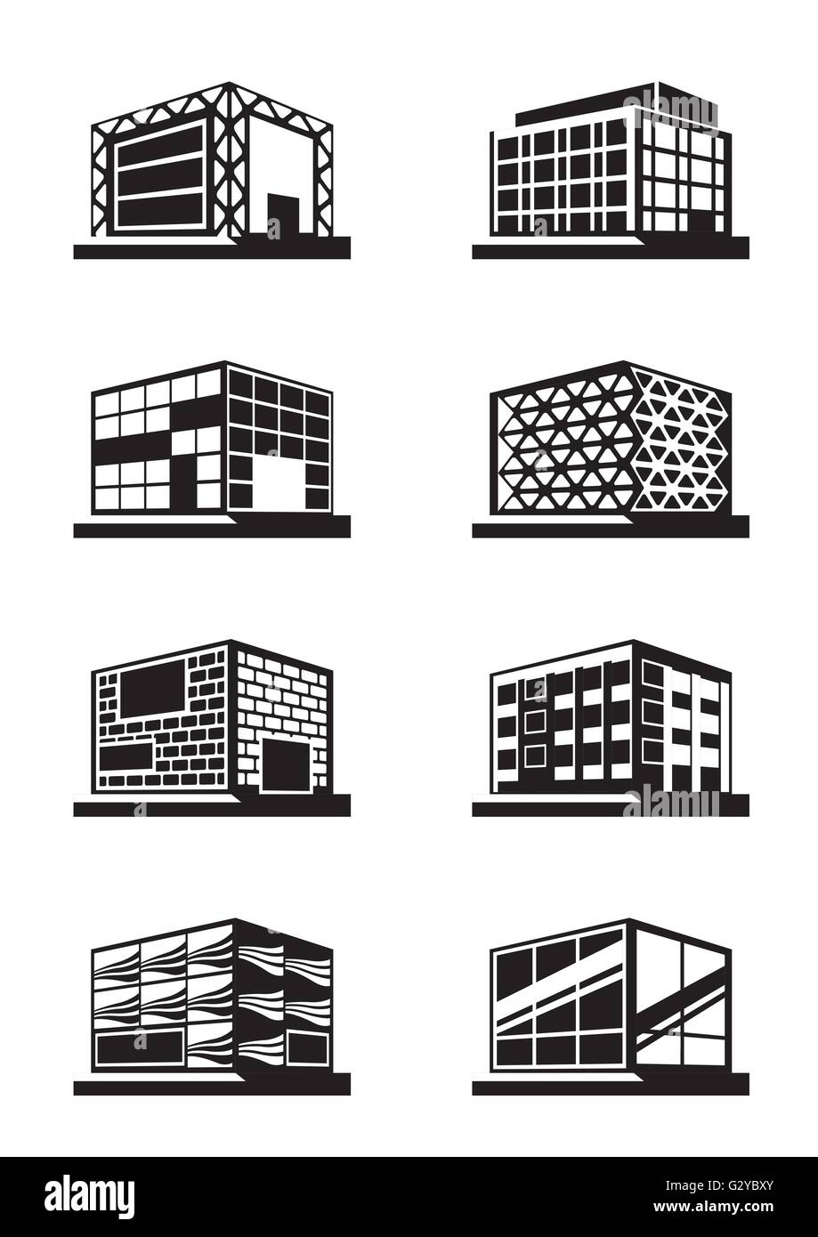 Diverse facciate di edifici - illustrazione vettoriale Illustrazione Vettoriale