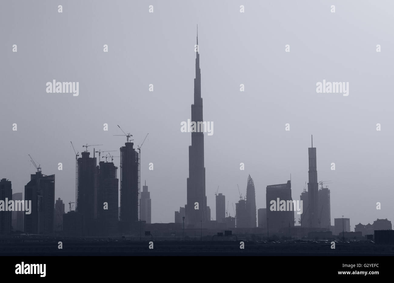 Paesaggio urbano del quartiere centrale di Dubai Foto Stock