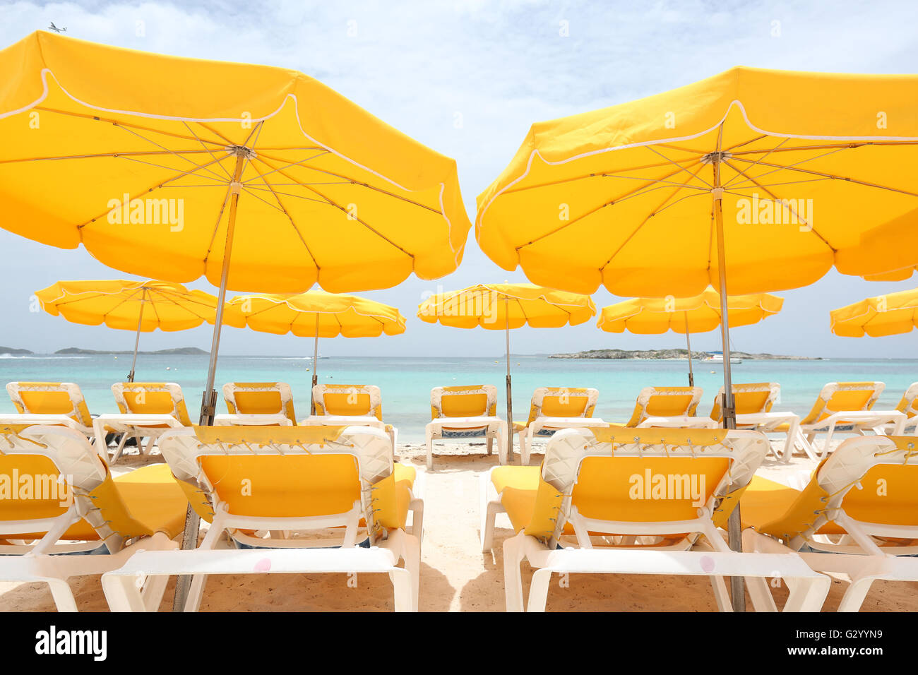 Prospettiva di Orient Bay, St Martin. Foto Stock