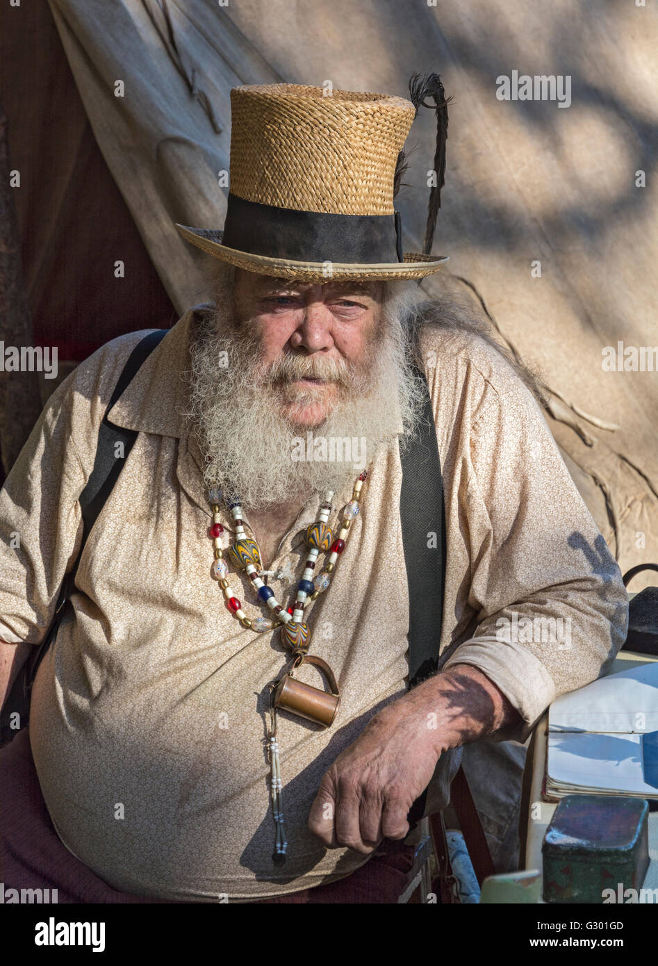 California, Coloma, Marshall Gold Discovery State Historic Park, 'Gold Rush Live' storia vivente evento, reenactor Foto Stock