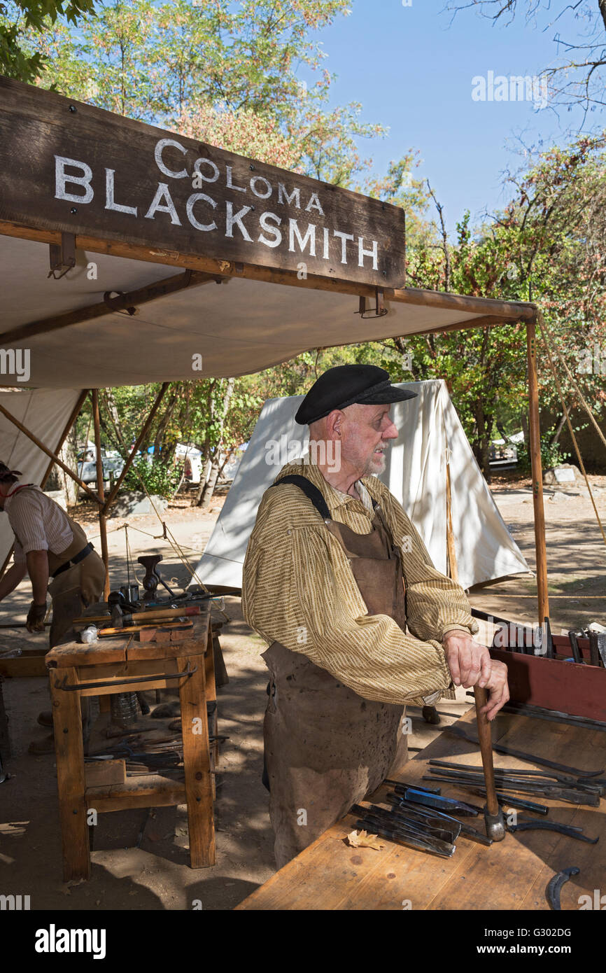 California, Coloma, Marshall Gold Discovery State Historic Park, 'Gold Rush Live' vivere evento cronologia Foto Stock