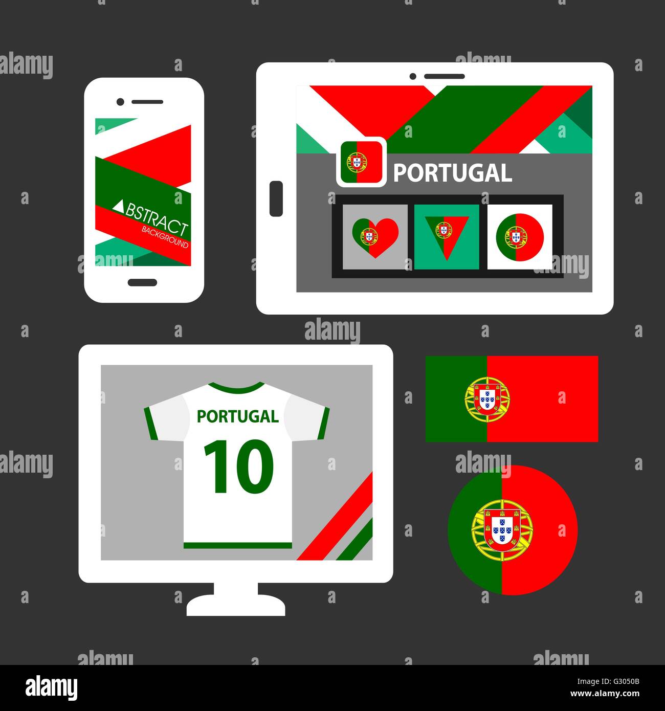 Set di bandiera del Portogallo Illustrazione Vettoriale