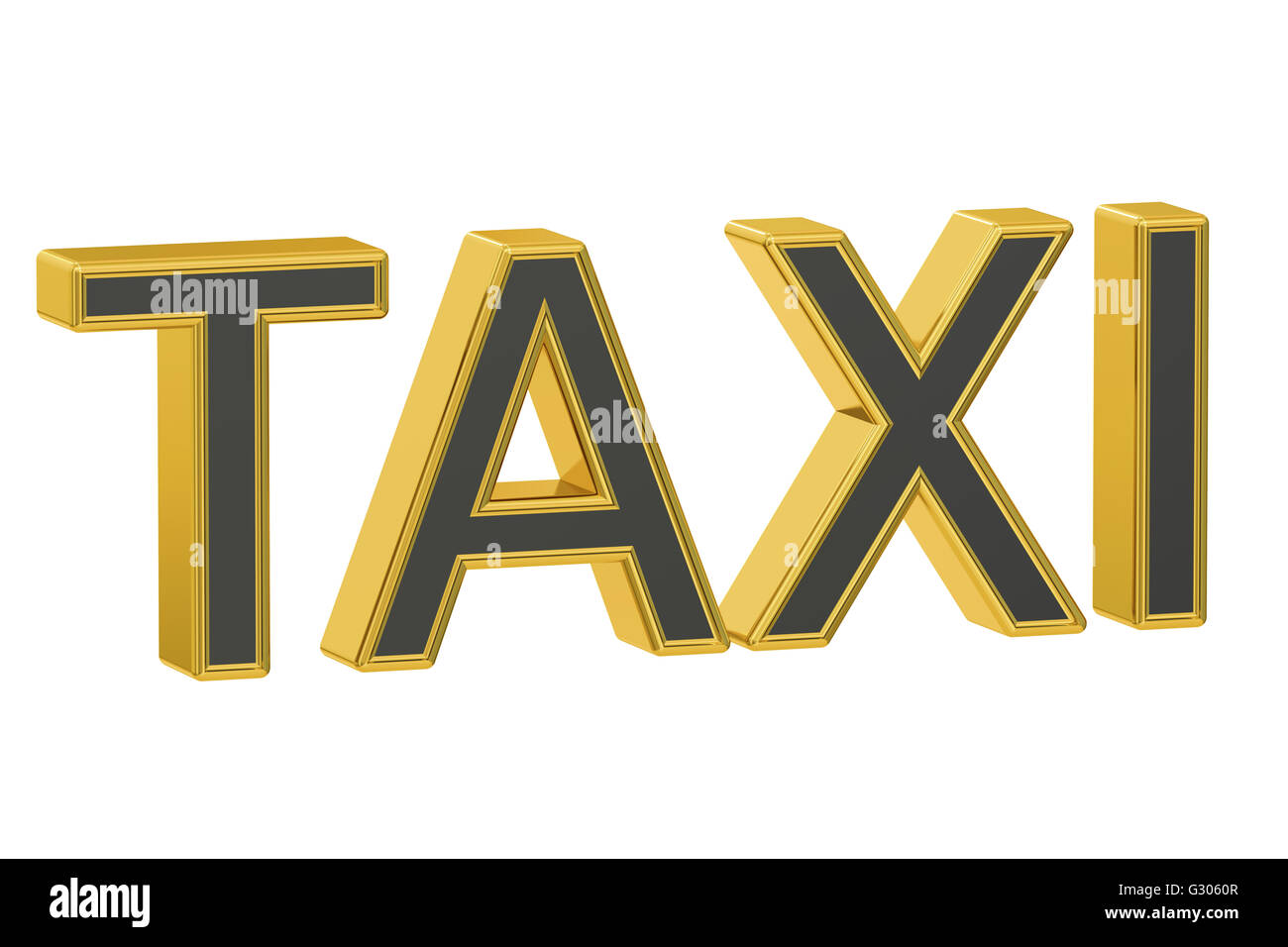 Concetto di taxi, rendering 3D isolati su sfondo bianco Foto Stock