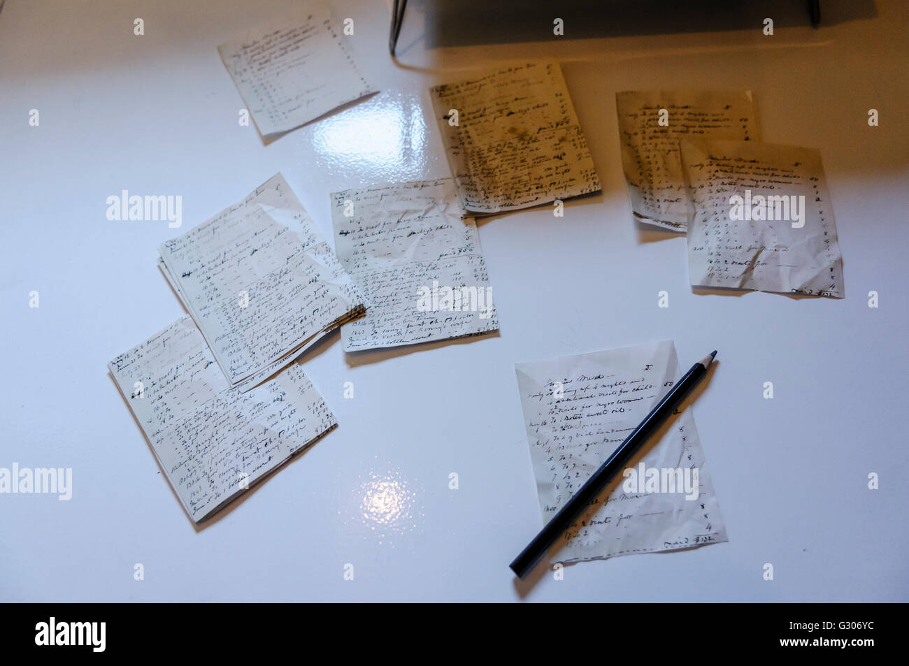 Doctor's notes entro il suo intervento chirurgico, da WW1. Foto Stock