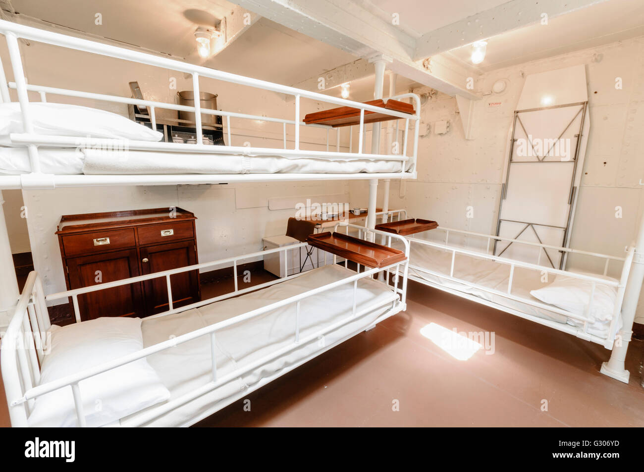 Sickbay sul dispositivo HMS Caroline, Belfast, l'ultimo superstite nave da battaglia dello Jutland. Foto Stock