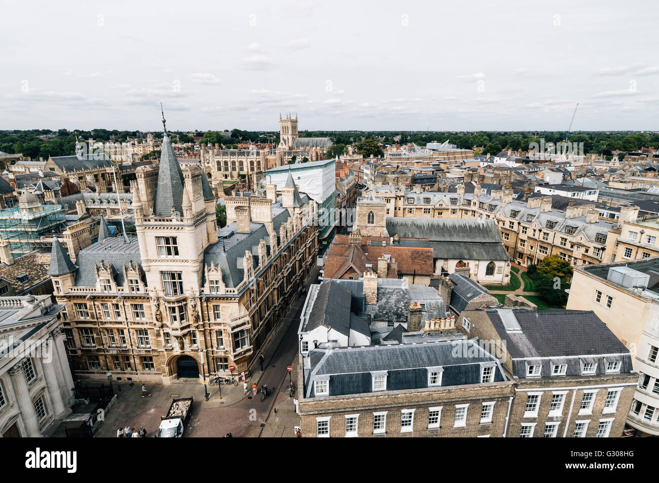 Elevato angolo di visione della città di Cambridge, Regno Unito Foto Stock