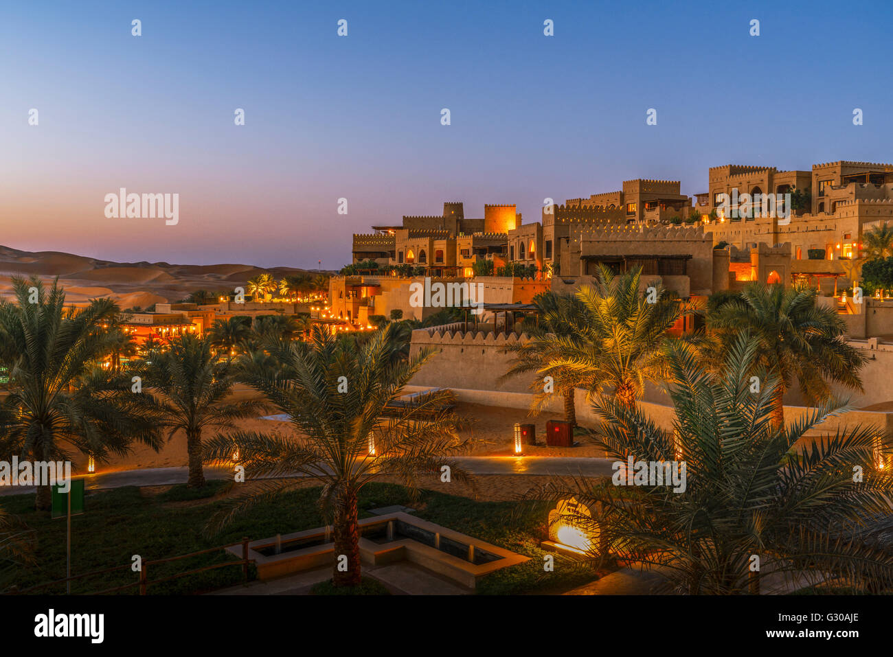 Qasr al Sarab, un resort di lusso da Anantara in Empty Quarter Desert, Abu Dhabi, Emirati Arabi Uniti, Medio Oriente Foto Stock