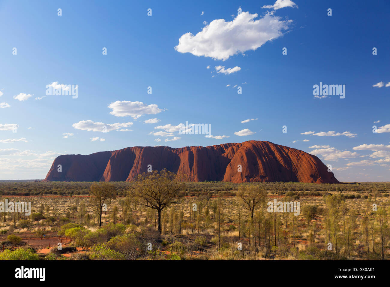 Uluru, Sito Patrimonio Mondiale dell'UNESCO, Uluru-Kata Tjuta National Park, il Territorio del Nord, l'Australia, il Pacifico Foto Stock