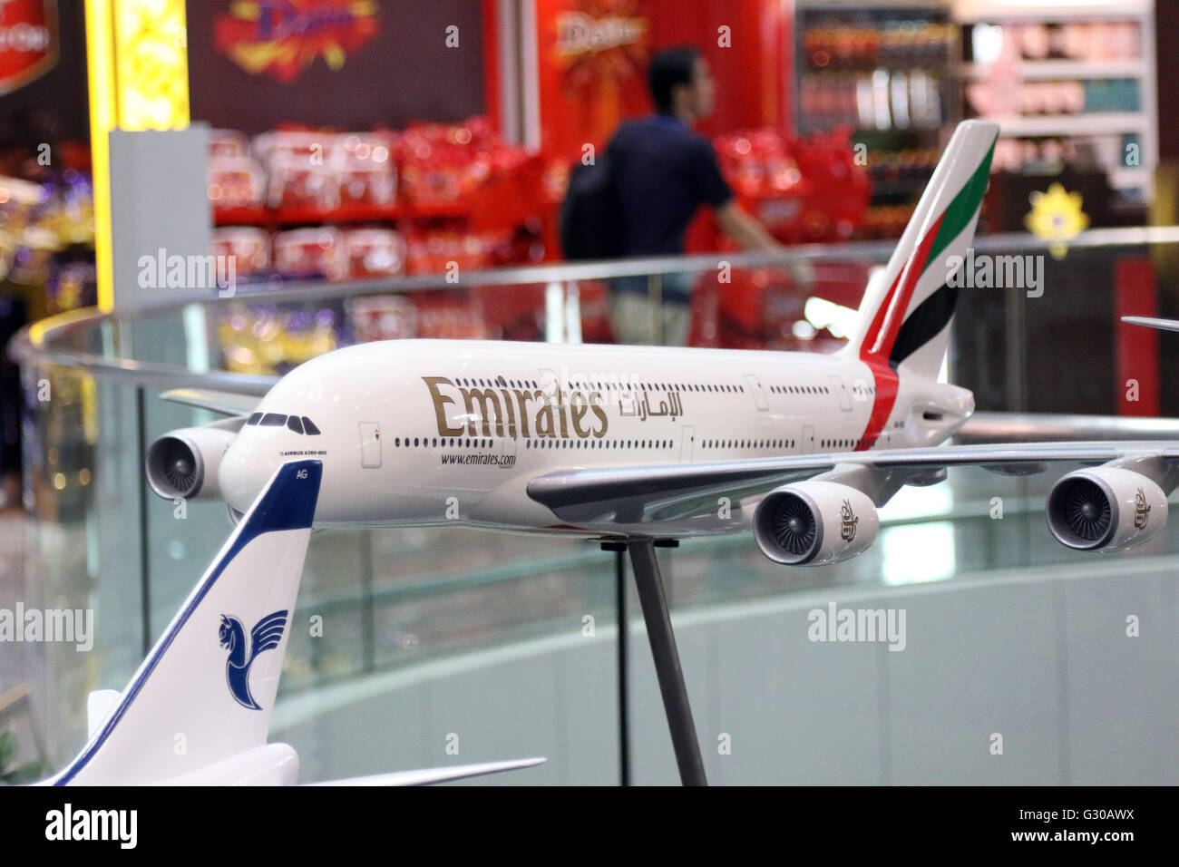 Modelli di getti di passeggeri Emirates Airbus A380 Foto Stock