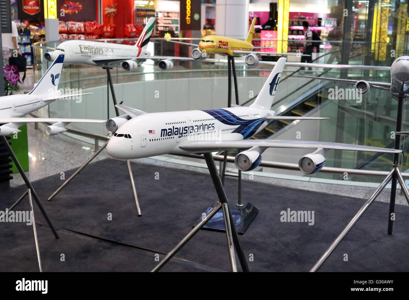 Modello a getto di passeggero Malaysia Airlines Airbus A380 Foto Stock