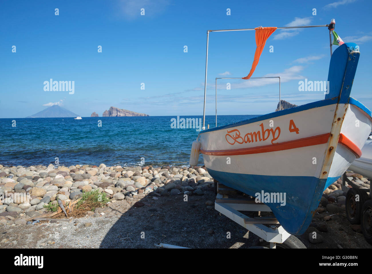 Spiaggia, Panarea, Isole Eolie, in Sicilia, Italia, Europa Foto Stock