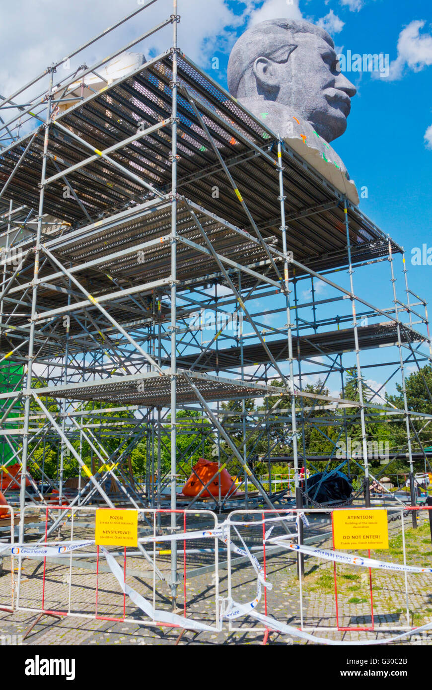 La ricreazione di Stalin monumento, per un set cinematografico, Letenske sady, Praga, Repubblica Ceca, Europa Foto Stock