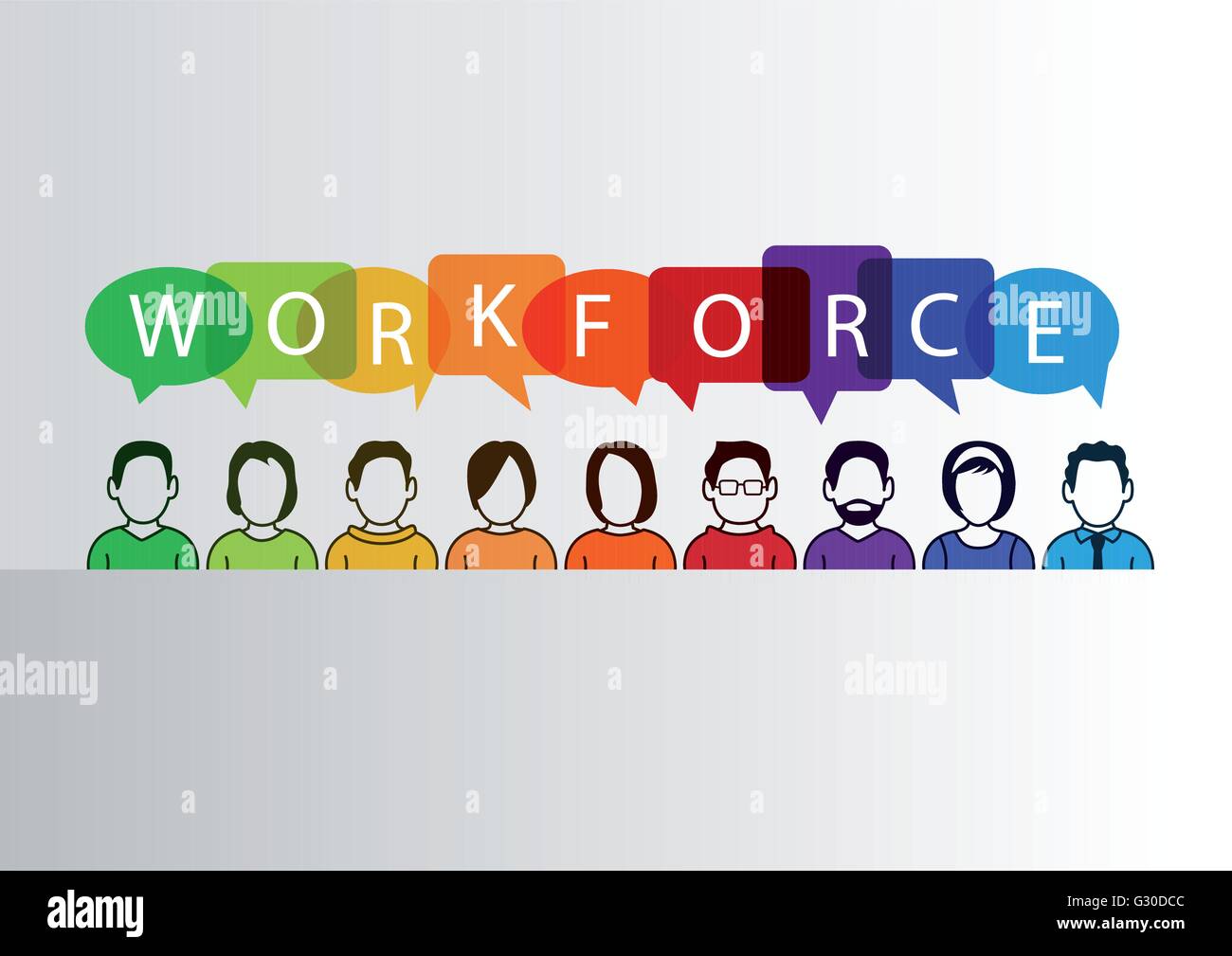 Colorato infografico della forza lavoro come illustrazione vettoriale con gruppo di persone Illustrazione Vettoriale