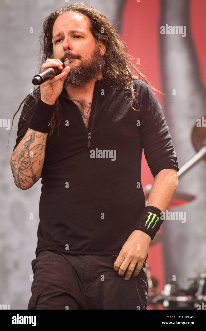 Monza, Italia il 2 di giugno 2016 Korn si esibisce dal vivo a dèi di metallo, Autodromo di Monza. © Davide Merli / Alamy Live News Foto Stock