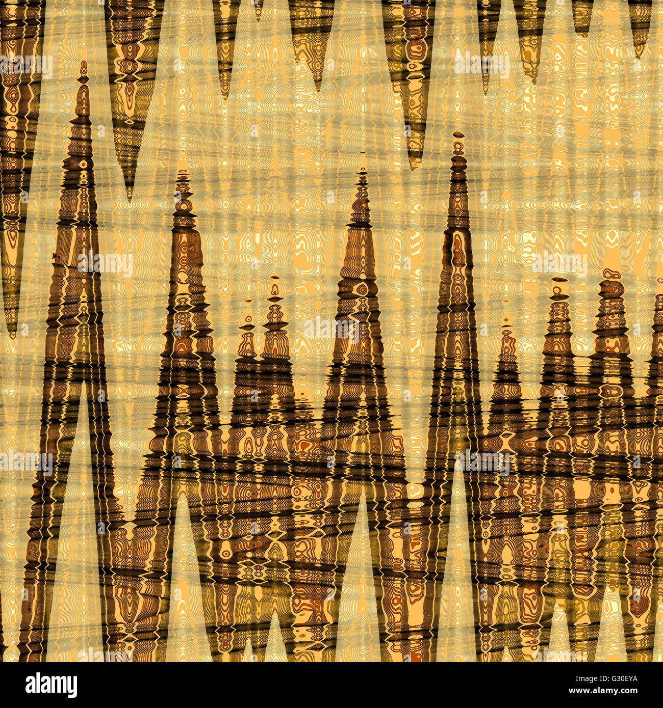 Golden ondulata pattern astratti. Geometrica arte digitale Foto Stock