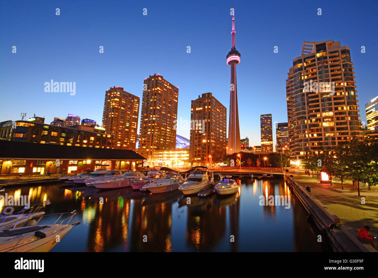 Toronto, Vista notte skyline, Canada Foto Stock