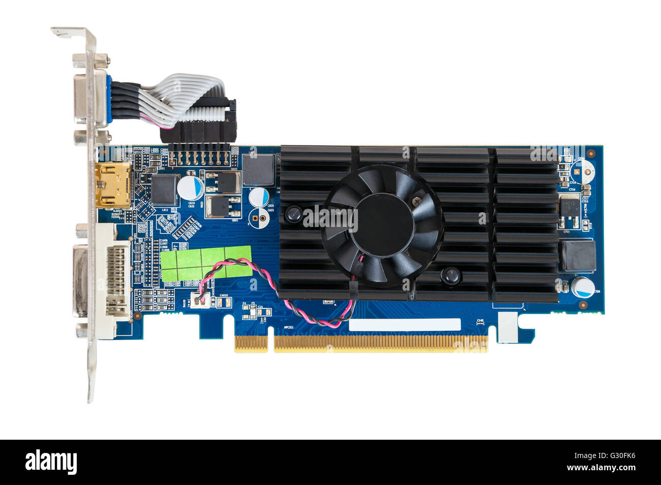 Computer graphics card isolato su sfondo bianco con tracciato di ritaglio Foto Stock