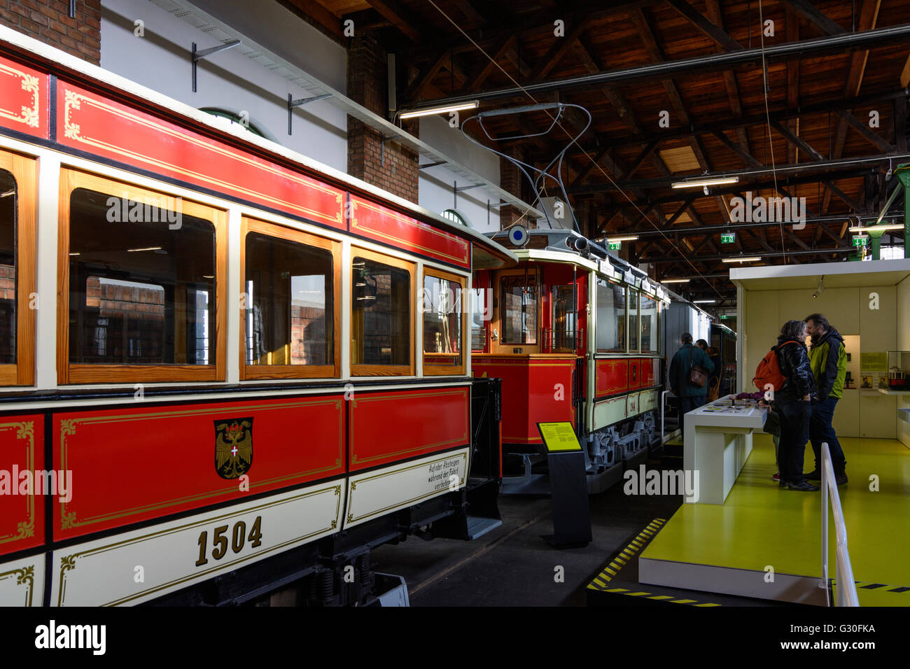 Museo dei Trasporti depot Wiener Linien : vintage tram, Austria Wien 03., Wien, Vienna Foto Stock