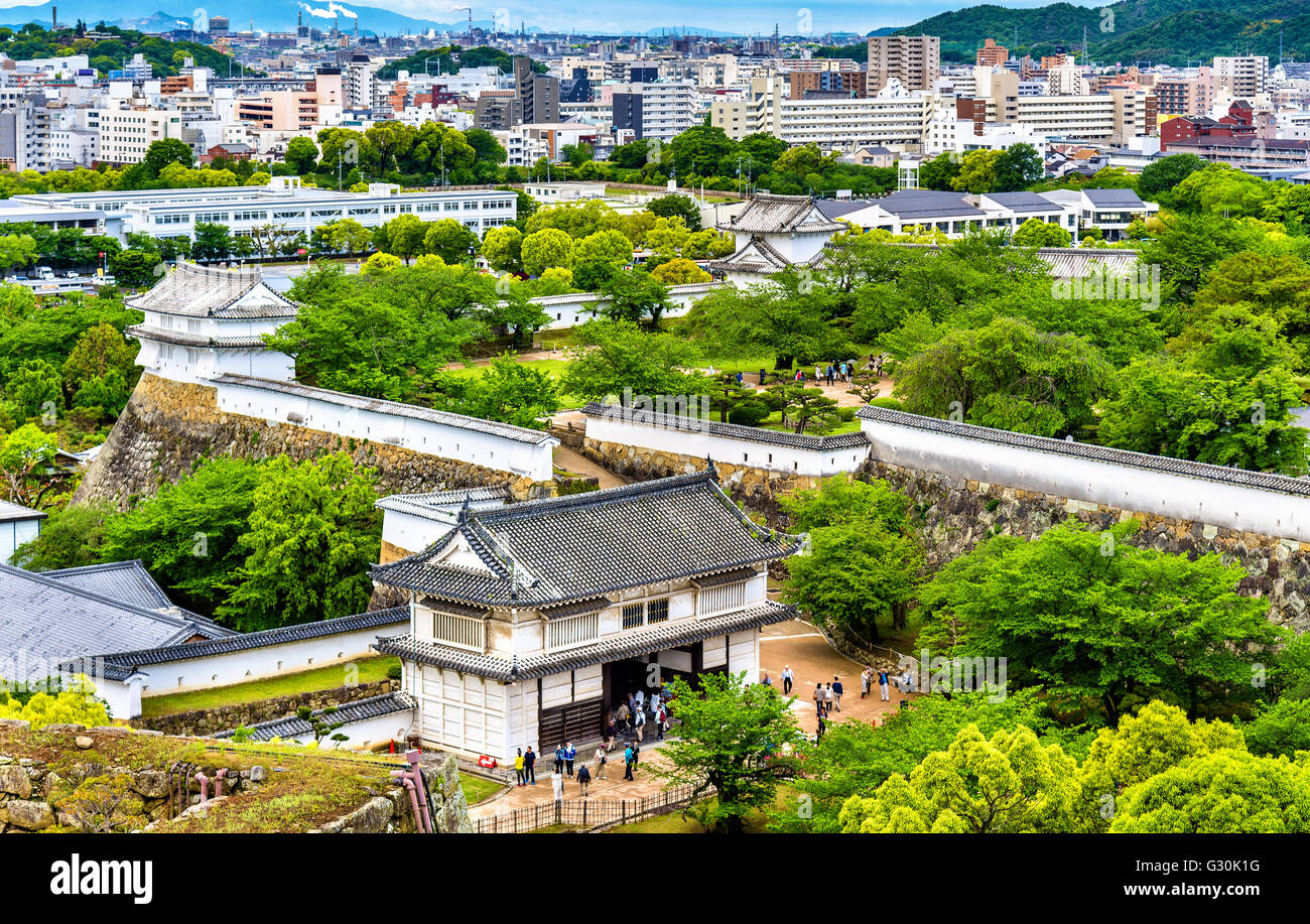Giardini del Castello di Himeji in Giappone Foto Stock