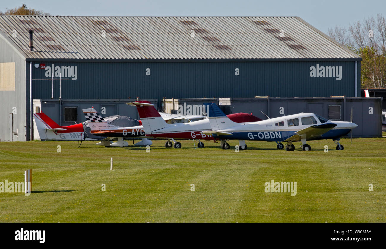 Aeromobili leggeri a Goodwood Aerodrome/Airfield, Chichester, West Sussex, in Inghilterra Foto Stock