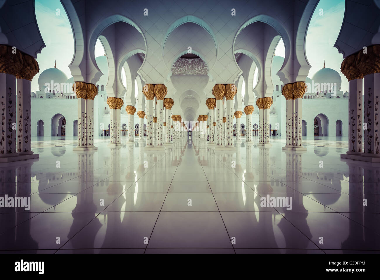 Visione, Sheikh Zayed Grande Moschea di Abu Dhabi Foto Stock