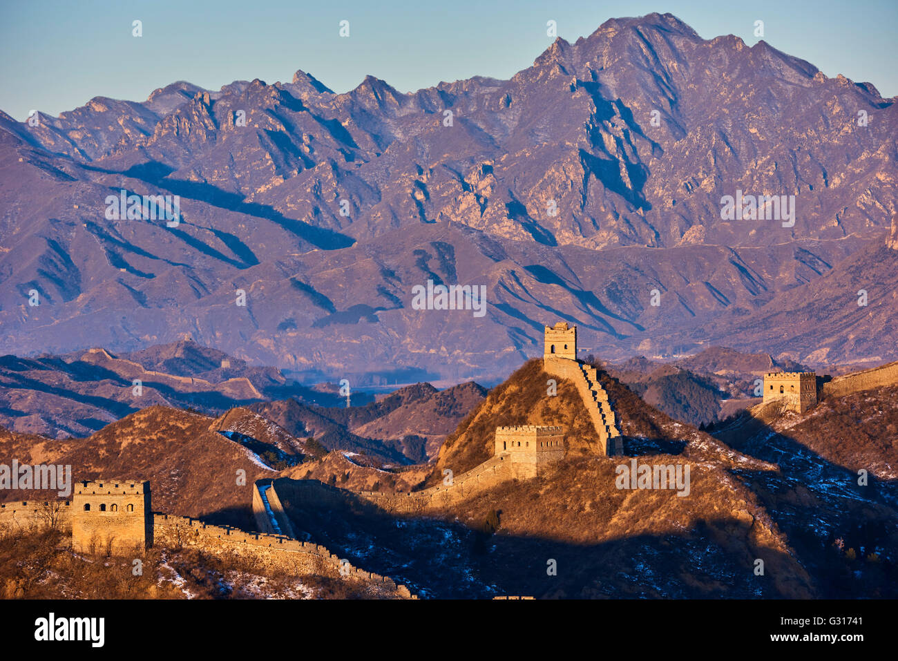 La Cina, nella provincia di Hebei, la Grande Muraglia della Cina, Jinshanling e Simatai sezione, Patrimonio Mondiale dell Unesco Foto Stock