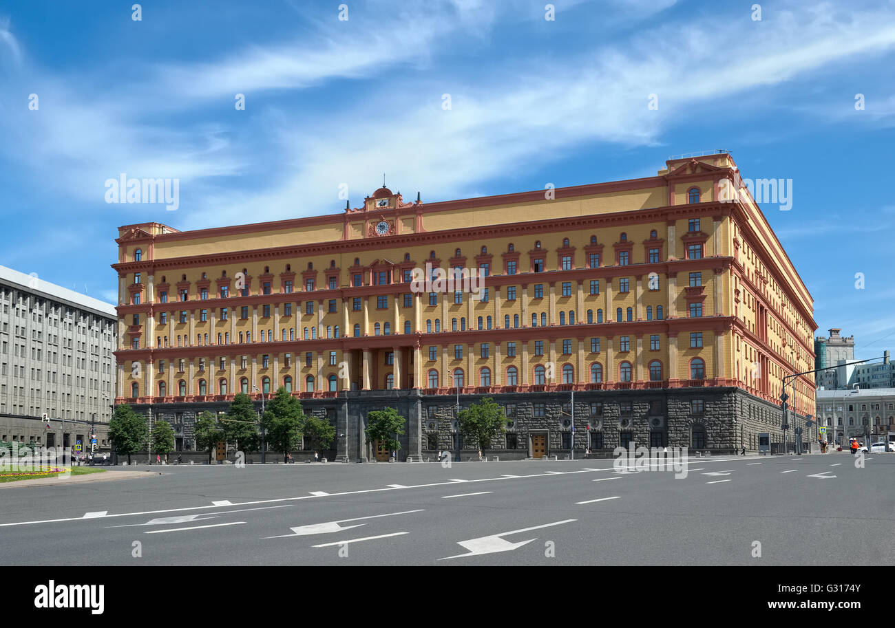 Mosca, l'edificio principale del Servizio di Sicurezza Federale Russo, Bolshaya Lubyanka street, home 1 Foto Stock