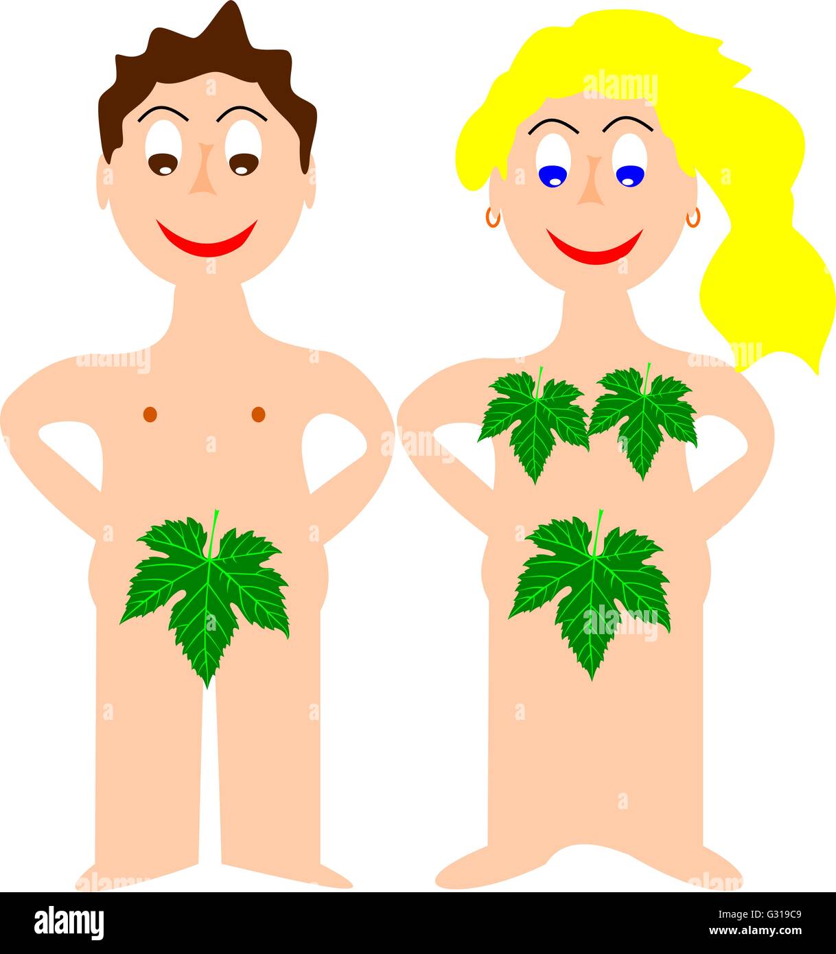 Adamo ed Eva nel Paradiso , Adamo ed Eva Illustrazione Vettoriale