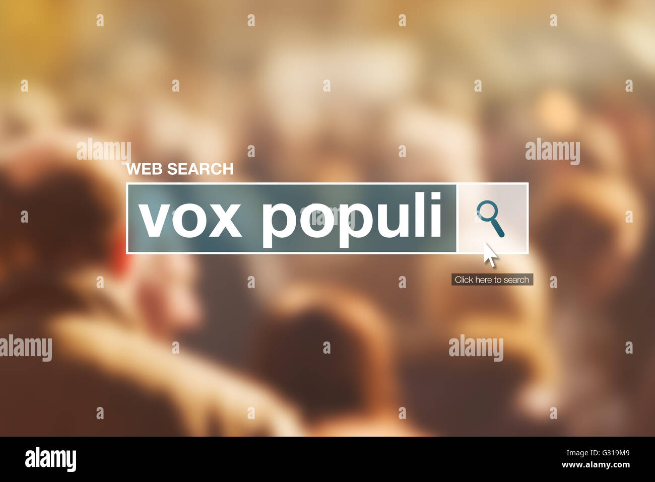 Vox populi web barra di ricerca Termine del glossario in internet glossario. Foto Stock