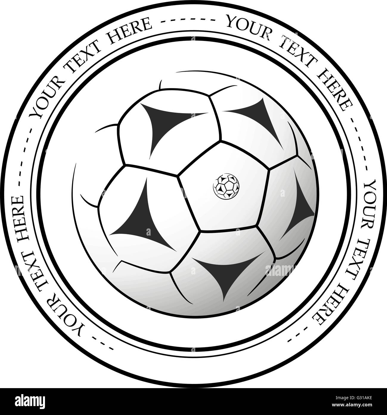 Grafico o football soccer logo. Il vettore isolato illustrazione di un associazione di calcio o ad un evento sportivo di logo, segno e simbolo. Illustrazione Vettoriale