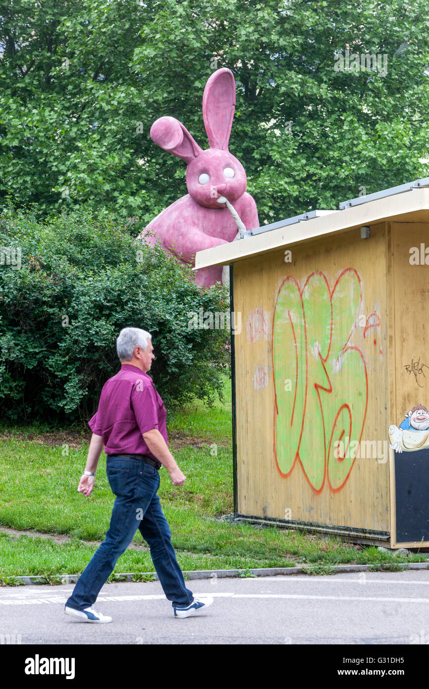 Pilsen Repubblica Ceca Plzen coniglio d'arte in città Foto Stock