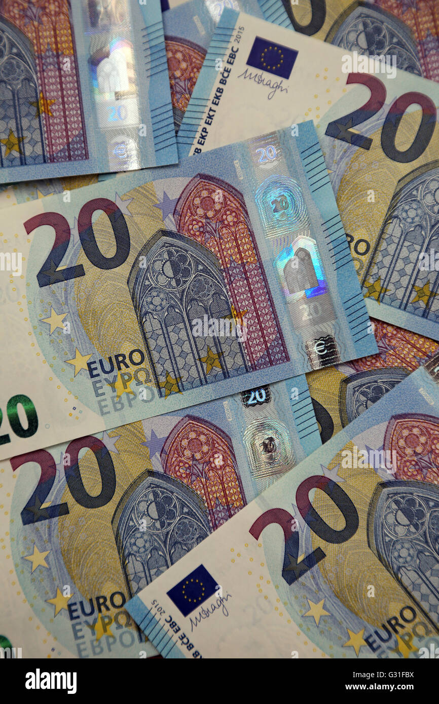 Berlino, Germania, 20 Euro Bills Foto Stock
