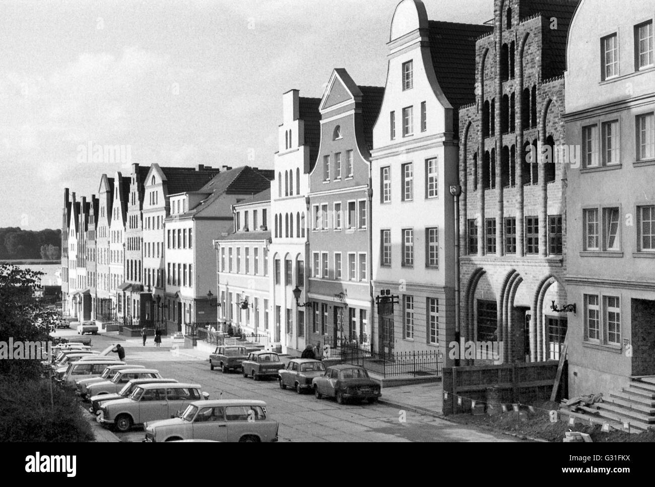 Rostock, gdr, Giebelhaeuser storico sul Neuer Markt Foto Stock