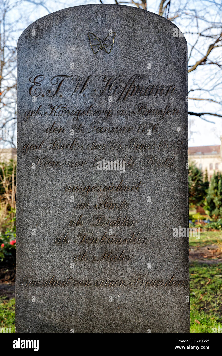Berlino, Germania, tomba onorario di E. T. A. Hoffmann Foto Stock