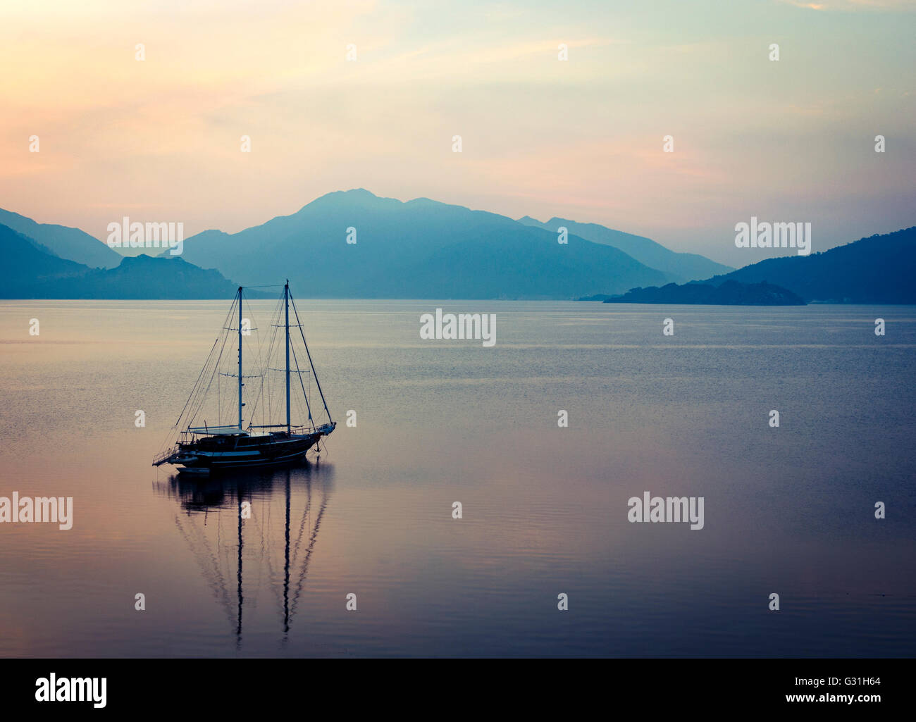 Tramonto a Marmaris, Turchia Foto Stock