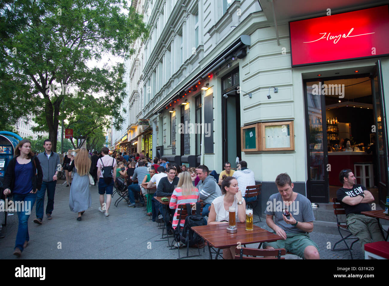 Berlino, Germania, ristoranti Bergmannstrasse Foto Stock