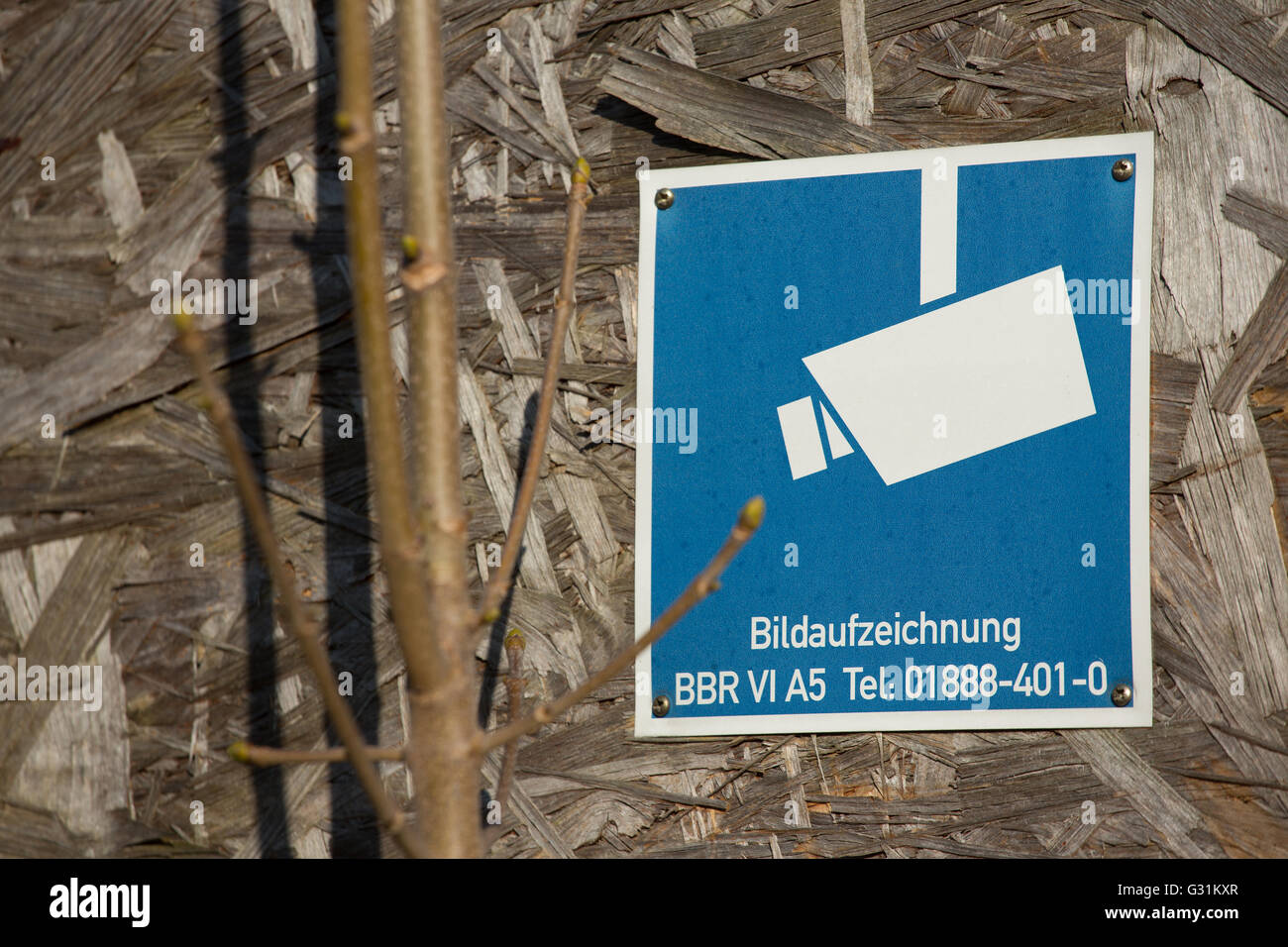 Berlino, Germania, sui motivi di Ueberwachungskamera BND sede Foto Stock