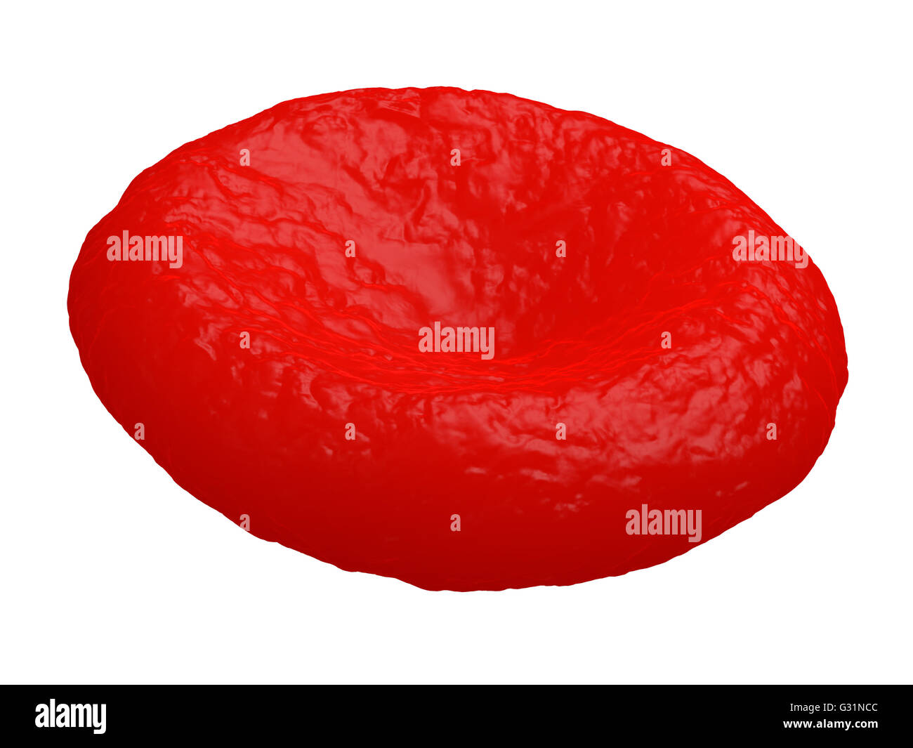 Cellule di sangue rosso eritrociti. Isolato su sfondo bianco. Includere il percorso. Anatomia umana modello 3D visualizzazione. Foto Stock