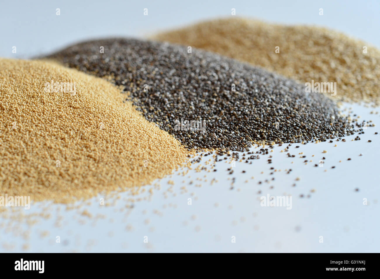 Hannover, Germania, amaranto, chia semi e semi di quinoa Foto Stock