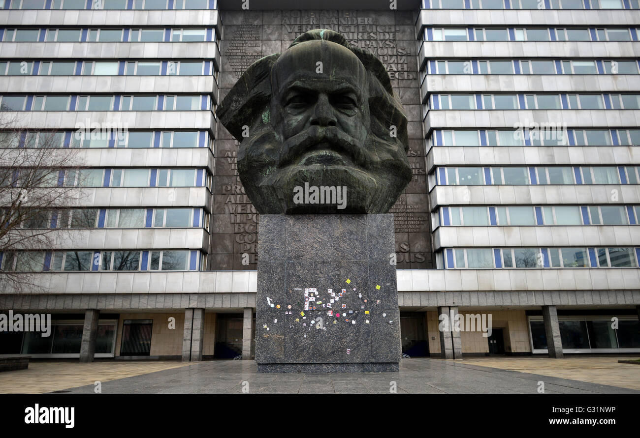 Chemnitz, Germania, il monumento a Karl Marx Foto Stock