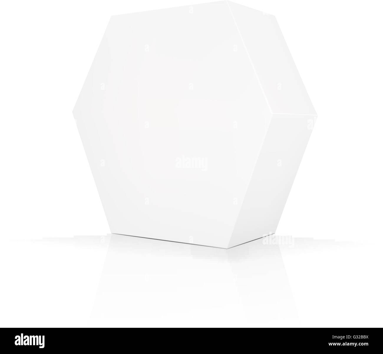 Imballaggio del vettore: Bianco grigio esagonale scatola di imballaggio isolato su sfondo bianco. Mock-up Modello pronto per il design. Illustrazione Vettoriale