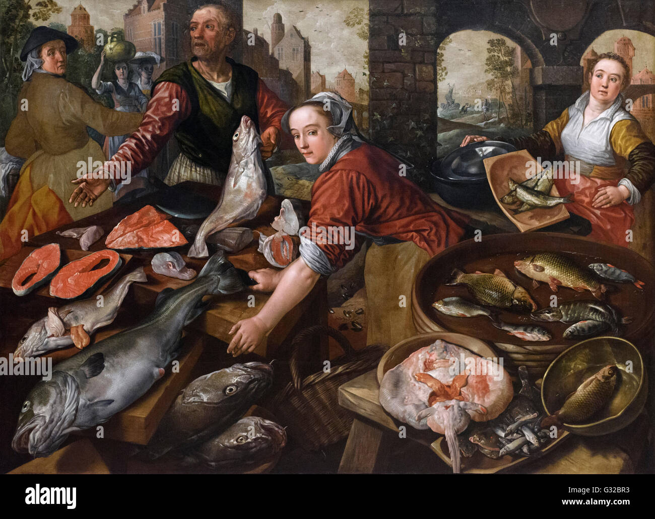 Joachim Beuckelaer (1535-1575), il mercato del pesce, 1570. Foto Stock