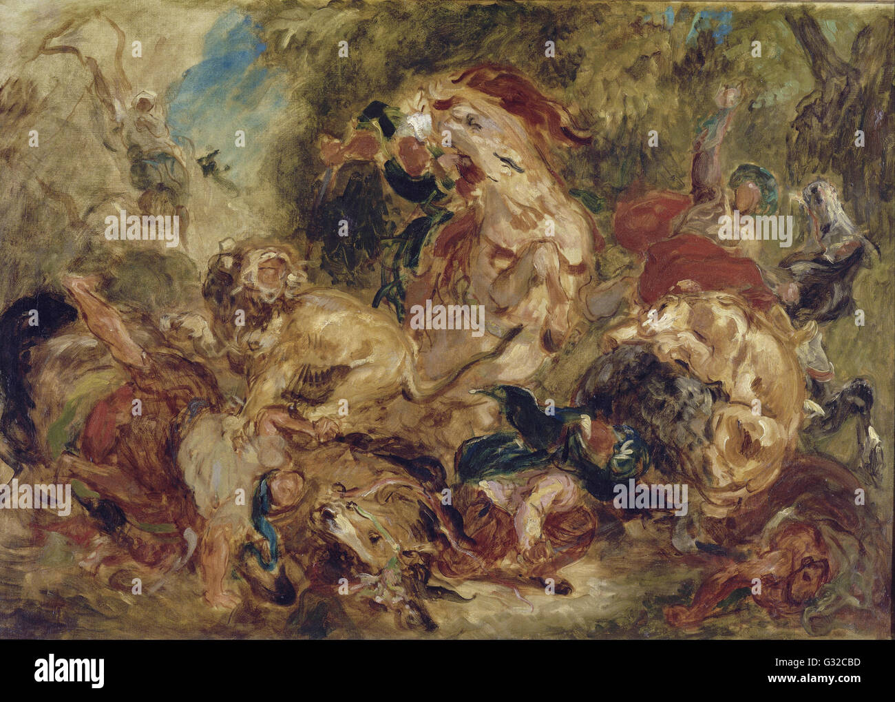 Eugène Delacroix - The Lion Hunt - Musée d'Orsay, Parigi Foto Stock