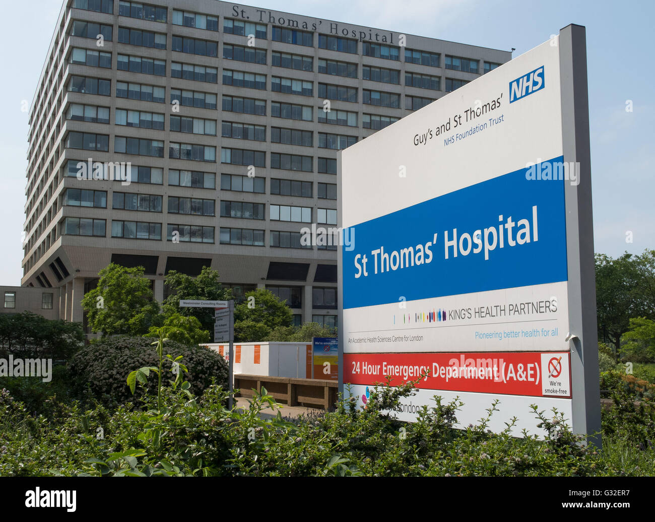 Vista generale GV di St Thomas' ospedale, Westminster Bridge Rd, London SE1 7EH Foto Stock