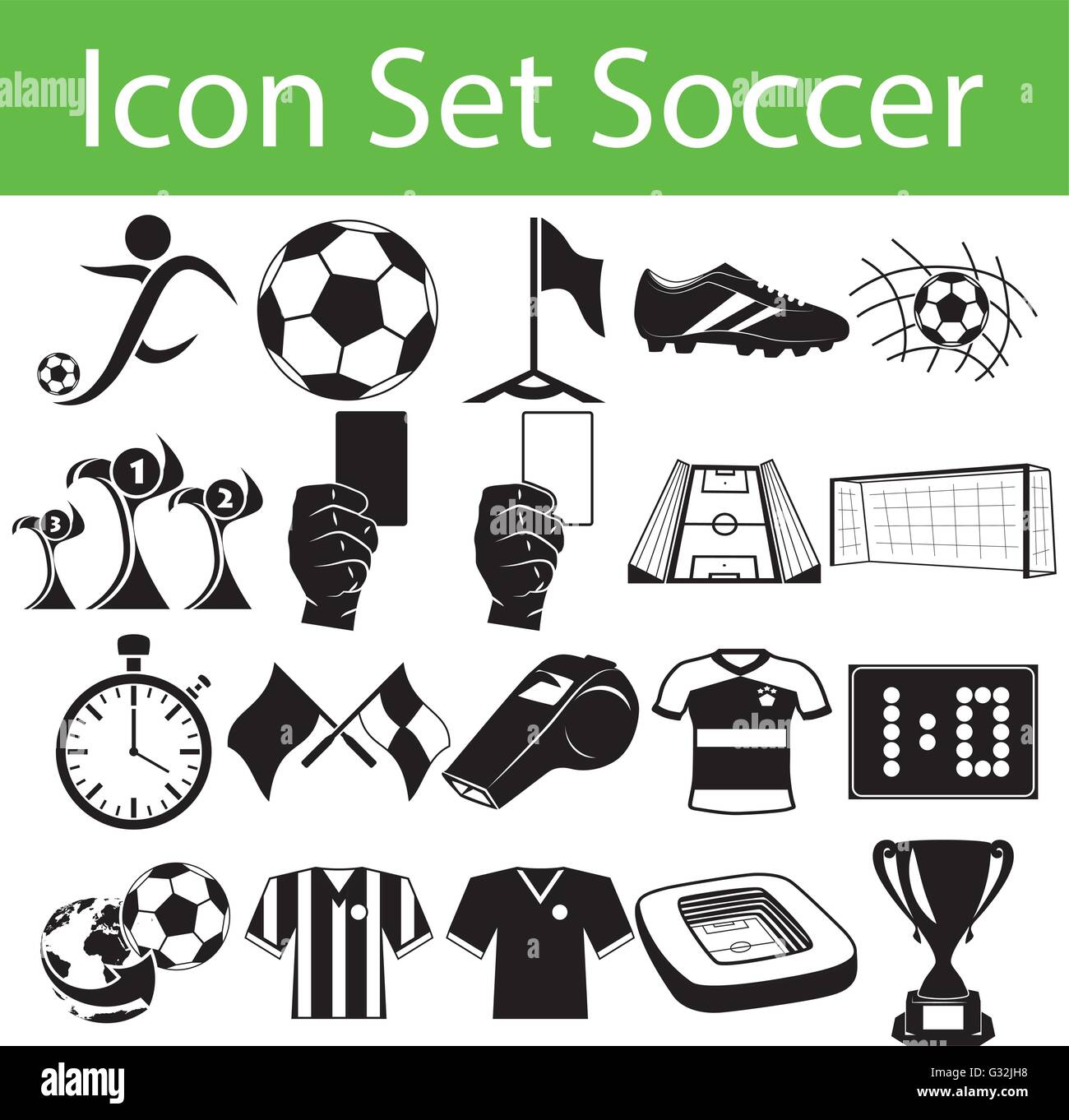 Il set di icone di calcio con 20 icone per un utilizzo creativo in graphic design Illustrazione Vettoriale