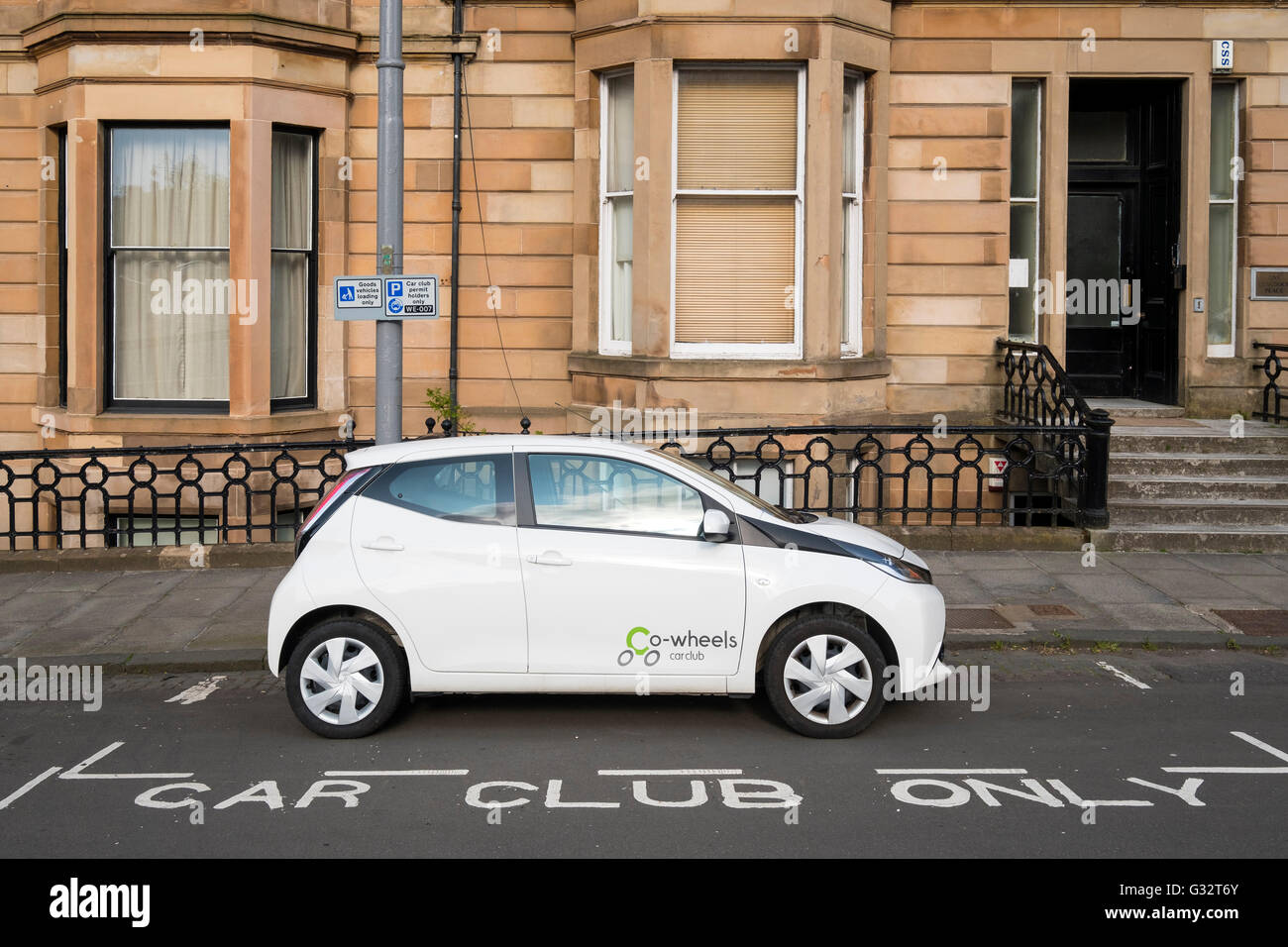 Riservati Car Club spazio parcheggio a Glasgow Regno Unito Foto Stock