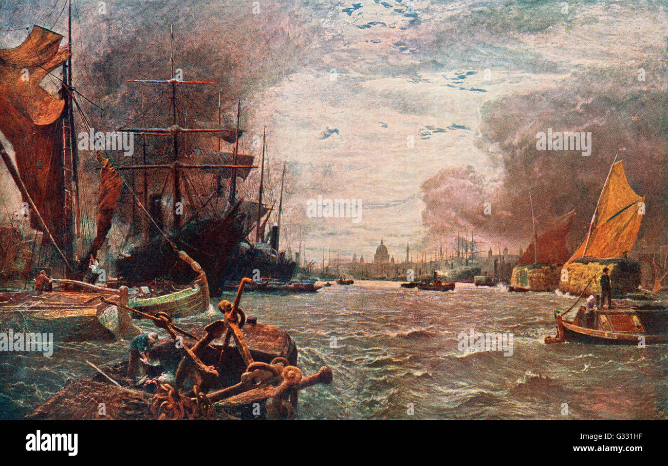 La piscina di Londra, il Tamigi, Londra, Inghilterra nel XIX secolo. Dopo la pittura di Vicat Cole. A partire dal secolo edizione del Cassell della storia dell'Inghilterra, pubblicato c. 1900 Foto Stock